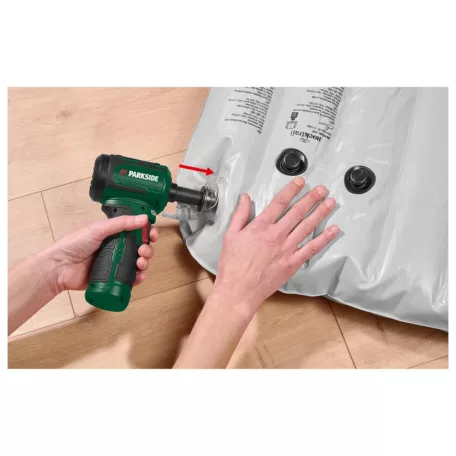 ParkSide PAUKGB A1 12V 2000 mAh beépített akkus kézi porszívó, légfúvó, szívás és fújás funkcióval 3 sebességfokozattal, HEPA filterrel