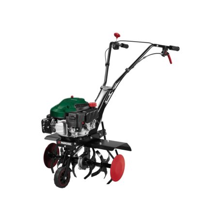 ParkSide PBGK 1400 E5 négyütemű benzinmotoros (robbanómotoros) rotációs kapa, 144.3 cm3 2.9 kW 3.94 LE  36 cm / 60 cm rotakapa, kapálógép 4 / 6 kapataggal, 26 cm munkamélységgel