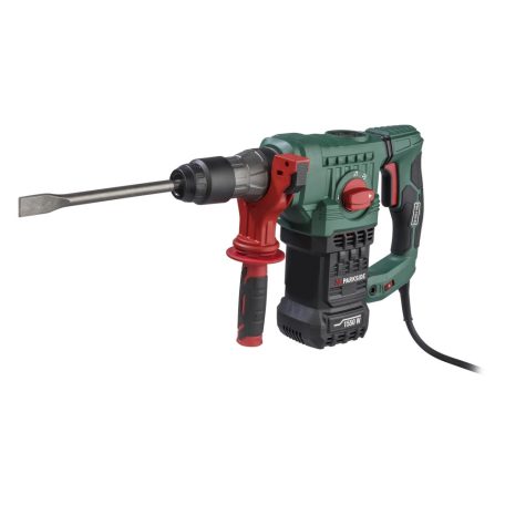 BONTOTT, HIBÁS, működésképtelen ParkSide PBH 1550 B2 1550W 5J SDS Plus bontó- és vésőkalapács, tartozékaival, kofferben, működő motorral, alkatrésznek (nem fúr, nem vés)