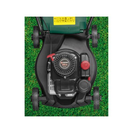 BONTOTT, használt ParkSide PBM 132 B1 négyütemű 132 cm3 benzinmotoros fűnyíró 41cm vágásszélességgel, 1.8 kW 2.45 PS benzines fűnyírógép (nem önjáró)