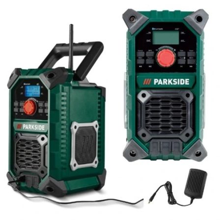 ParkSide PBRA 20-Li B2 SOLO 12V / 20V 2 x 5W akkus építkezési rádió, akkumulátoros hordozható Bluetooth hangszóró USB / AUX / FM rádió / DAB+