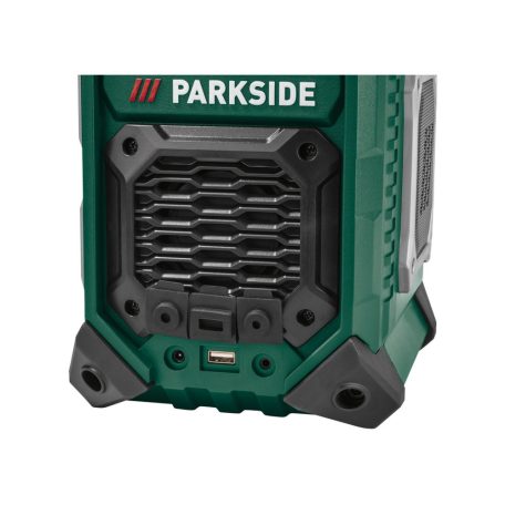 ParkSide PBRA 20-Li B2 SOLO 12V / 20V 2 x 5W akkus építkezési rádió, akkumulátoros hordozható Bluetooth hangszóró USB / AUX / FM rádió / DAB+