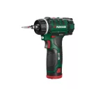 ParkSide PBSA 12 E4 EXTRA 12V 2Ah 28 Nm dupla akkus, 2 db li-ion akkumulátoros, levehető tokmányos fúró, csavarozó, behajtó EXTRA kofferben, 73 kiegészítővel