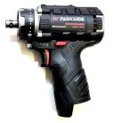 Hibás, működésképtelen, használt ParkSide Performance PBSPA 12 C3 levehető tokmányos X12V akkus fúró behajtó alkatrésznek, tokmány, kiegészítők és hordtáska NÉLKÜL