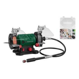   ParkSide PDFW 120 B3 elektromos 120W duplacsiszoló, csiszológép rugalmas tengellyel, csiszoló és polírozó koronggal,  flexibilis köszörű szárral