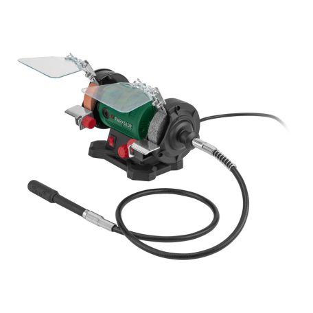 ParkSide PDFW 120 B3 elektromos 120W duplacsiszoló, csiszológép rugalmas tengellyel, csiszoló és polírozó koronggal,  flexibilis köszörű szárral