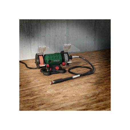 ParkSide PDFW 120 B3 elektromos 120W duplacsiszoló, csiszológép rugalmas tengellyel, csiszoló és polírozó koronggal,  flexibilis köszörű szárral