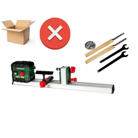 Motorhibás, használt ParkSide PDM 600 C3 LATHE elektromos 600W esztergagép, faeszterga, esztergapad max. 60 cm hosszú 25 cm átmérőjű fa megmunkálására
