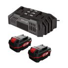 ParkSide PDSLG 20 A1 4Ah SZETT X20V Team 200W 4.5A dupla akkumulátor gyorstöltő, kettős akkutöltő + 2 db PAP 20 B3 20V 4Ah akku