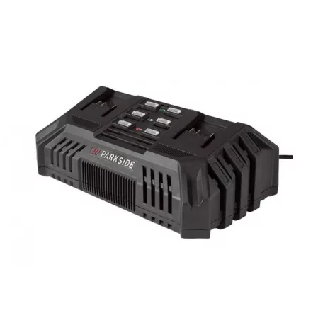 ParkSide PDSLG 20 A1 8Ah SZETT X20V Team 200W 4.5A dupla akkumulátor gyorstöltő, kettős akkutöltő + 2 db PAPS 208 A1 / PAPP 208 A1 20V 8Ah akku