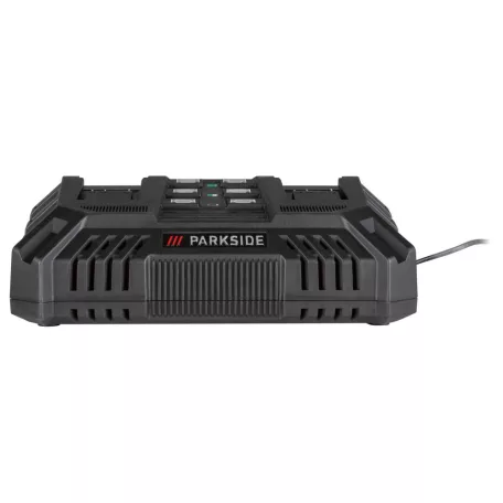 ParkSide PDSLG 20 A1 8Ah SZETT X20V Team 200W 4.5A dupla akkumulátor gyorstöltő, kettős akkutöltő + 2 db PAPS 208 A1 / PAPP 208 A1 20V 8Ah akku