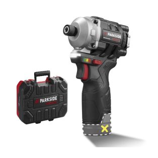   ParkSide Performance PDSSAP 12 A1 SOLO Brushless X12V akkus, 170 Nm kefementes ütvecsavarozó, akku és töltő nélkül, prémium kofferben