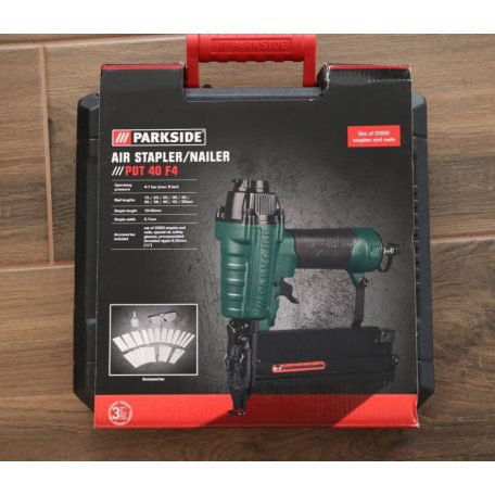 ParkSide PDT 40 F4 / H6 sűrített levegős, pneumatikus tűzőgép és szögbelövő 2000 tartozékkal