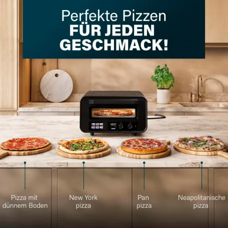 Princess Pro Max PD-4980SX kompakt 2100W 15L elektromos pizzasütő kemence 400 °C pizzabox, pizzakemence 5 programmal, lapáttal, 30 cm pizzához (112780)