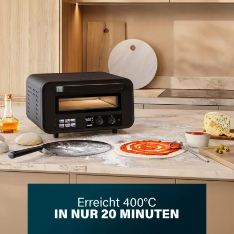 Princess Pro Max PD-4980SX kompakt 2100W 15L elektromos pizzasütő kemence 400 °C pizzabox, pizzakemence 5 programmal, lapáttal, 30 cm pizzához (112780)