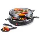 SilverCrest 800W 29 cm kerek, elektromos, 6 személyes raclette grill, raklett grillsütő, levehető bordázott tapadásmentes sütőlappal (PD-8921)