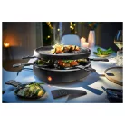 SilverCrest 800W 29 cm kerek, elektromos, 6 személyes raclette grill, raklett grillsütő, levehető bordázott tapadásmentes sütőlappal (PD-8921)
