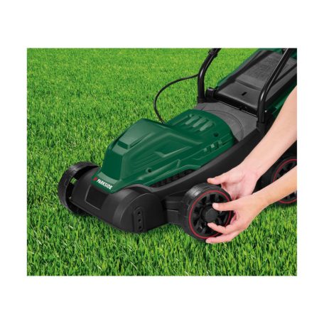 ParkSide PERM 1300 A1 Turbo Power 1300W 32 cm elektromos fűnyíró, fűgyűjtős fűnyírógép 3 vágásmagasság fokozattal 20 / 40 / 60 mm (502608)