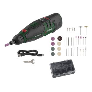   ParkSide PFBS 12 C7 12V 1,3 Ah Li-ion akkus panelfúró, 50  darabos multicsiszoló készlet praktikus tároló kofferben