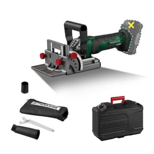   ParkSide PFDFA 20-Li A1 SOLO akkus lapostiplimaró, kekszmaró, 20V 100mm laposdübelmeró, lamellázó gép 6 fokozatú marásmélységgel, akku és töltő nélkül
