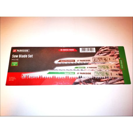 ParkSide PFSZ 3 GREEN WOOD 3 darabos fa fűrészlap készlet orrfűrészhez / kardfűrészhez / szablyafűrészhez - fához (nyersfához, zöldvágó készlet)