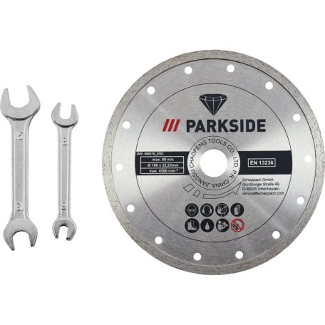 Scheppach | ParkSide PFS 800 A1 WET elektromos 800W csempevágó gép, 180 mm gyémánt vágókorongos asztali csempevágógép, nedves vágásokhoz