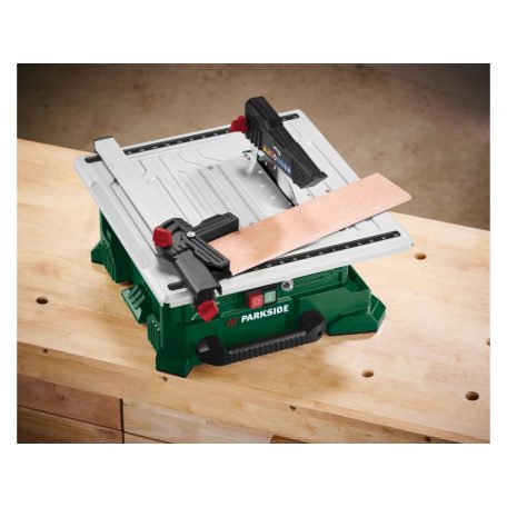 Scheppach | ParkSide PFS 800 A1 WET elektromos 800W csempevágó gép, 180 mm gyémánt vágókorongos asztali csempevágógép, nedves vágásokhoz