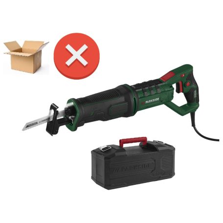HIBÁS, újszerű, működésképtelen ParkSide PFS 850 B2 850W elektromos, vezetékes kardfűrész, orrfűrész, szablyafűrész kofferben