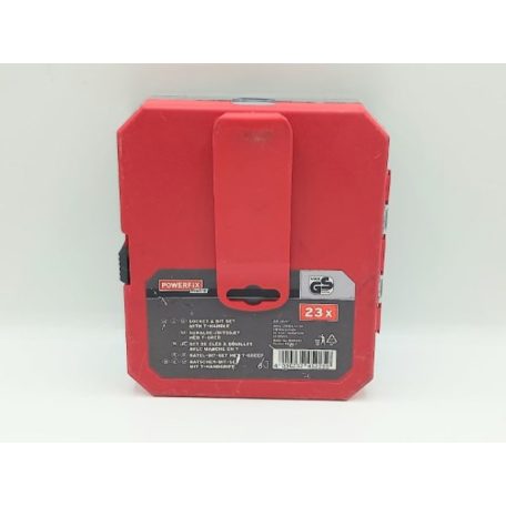 PowerFix Profi+ 23 részes Racsnis dugókulcs és bit készlet T-markolattal, tároló dobozban (320227)