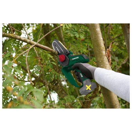 ParkSide PGHSA 12 C3 SOLO 12.5 cm 12V X12V akkus kézi fűrész, akkumulátoros mini láncfűrész, bokor- és cserjevágó, akku és töltő nélkül