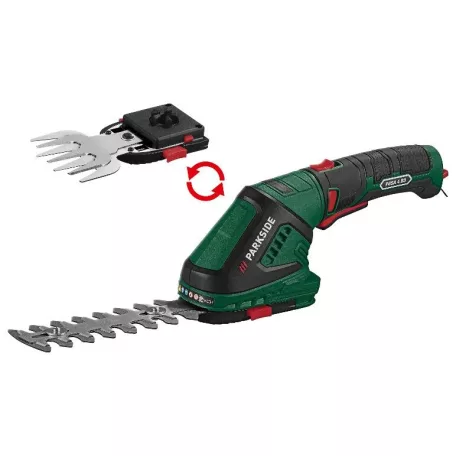 ParkSide PGSA 4 B3 ISIO SET 4V 2000 mAh akkus kézi sövényvágó és fűnyíró olló (80 mm fűnyíró kés és 120 mm bokorvágó)