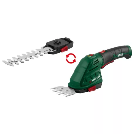 ParkSide PGSA 4 B3 / D5 ISIO SET 4V 2000 mAh akkus kézi sövényvágó és fűnyíró olló (80 mm fűnyíró kés és 120 mm bokorvágó)