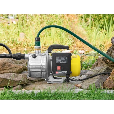 ParkSide PGPS 1100 B2 önfelszívós 1100W kerti Jet öntöző szivattyú 4 m tömlővel, szűrőkosárral és visszafolyásgátlóval