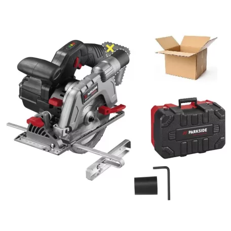 BONTOTT, ÉRTÉKCSÖKKENT ParkSide Performance PHKSAP 12 A1 SOLO X12V Brushless prémium akkus kézi körfűrész 140 mm fűrészlappal, akku és töltő nélkül, kofferben, kefementes motorral, SÉRÜLT KOFFERBEN