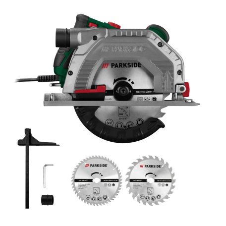 ParkSide PHKS 1350 E4 vezetékes, 1350W elektromos kézi körfűrész 2 db 190 mm fűrészlappal (24 és 48 fog)