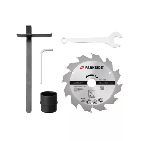 ParkSide PHKS 750 A1 vezetékes, 750W elektromos kézi körfűrész 1 db 140 mm fűrészlappal (12 fog), 45 mm vágásmélységgel, párhuzamütközővel