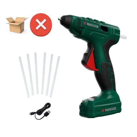 HIBÁS, működésképtelen Parkside PHPA 4 C4 beépített 4V 2Ah Li-ion akkus, vezeték nélküli mini, akkumulátoros ragasztópisztoly 6 ragasztórúddal (akkuhibás)