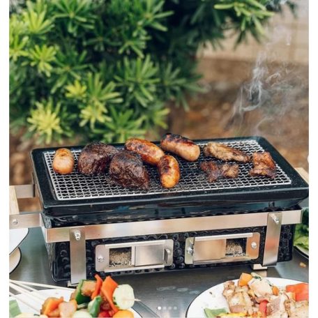 Perfect Home 16704 Hibachi Grill, prémium kerámia hordozható japán grill 39 x 22 cm sütőfelülettel, kültéri faszenes sütögetéshez 