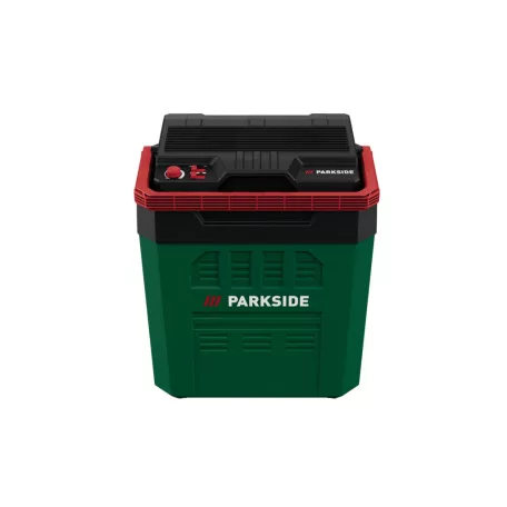 ParkSide PKB 20-Li A2 SOLO 12V DC / 20V DC / 230V AC autós + hálózati + akkus, X20V Team akkumulátoros 24L ECO hűtő-fűtő elektromos hűtőtáska, akku és töltő nélkül