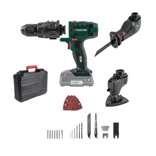   ParkSide PKGA 20-Li C2 SOLO Cordless Multi-Tool X20V akkus 3 az 1-ben multifunkciós szerszámgép (fúró, fűrész, csiszoló), kombinált készülék akku és töltő nélkül