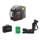 ParkSide Performance PKLLP 3360 A1 SOLO 3 x 360° Crossline Laser, cserélhető X20V 20V akkus, keresztvonalas lézer szintező fali konzollal, kofferben, akku és töltő nélkül