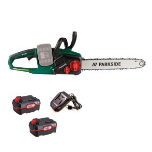   ParkSide PKSA 40-Li B2 ECO 38 cm 40V akkus, akkumulátoros láncfűrész 2 x 20V 4Ah akkuval és szimpla töltővel