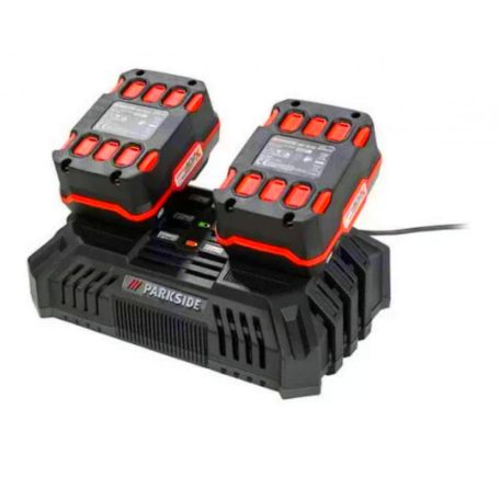 ParkSide PKSA 40-Li B2 XL 38 cm 40V akkus, akkumulátoros láncfűrész 2 x 20V 4Ah akkuval és PDSLG 20 dupla gyorstöltővel