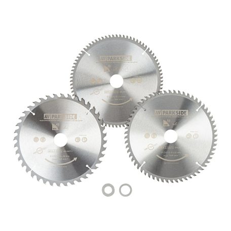 ParkSide PKSB 210 SZETT (PSH 3 A1) 210 mm  3 darabos 40 / 60 / 80 fogas fűrészlap készlet, körfűrészlap szett PKS 1500 C4  / PZKS 2000 B2 / C3 bütüző- és gérvágó fűrészhez
