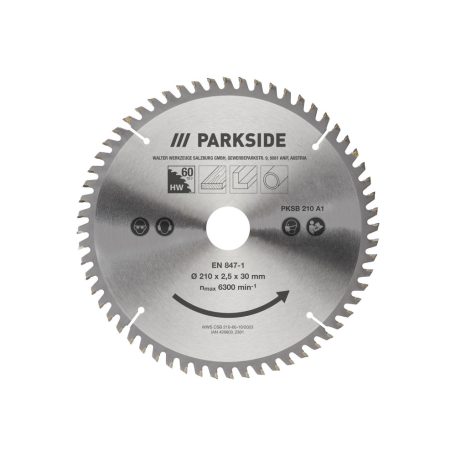 ParkSide PKSB 210 SZETT (PSH 3 A1) 210 mm  3 darabos 40 / 60 / 80 fogas fűrészlap készlet, körfűrészlap szett PKS 1500 C4  / PZKS 2000 B2 / C3 bütüző- és gérvágó fűrészhez