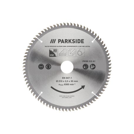 ParkSide PKSB 210 SZETT (PSH 3 A1) 210 mm  3 darabos 40 / 60 / 80 fogas fűrészlap készlet, körfűrészlap szett PKS 1500 C4  / PZKS 2000 B2 / C3 bütüző- és gérvágó fűrészhez