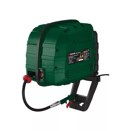 ParkSide PKS 1100 A1 fali, falra szerelhető 8 bar 1100W olajmentes kompresszor 10 méteres automata tömlődobbal