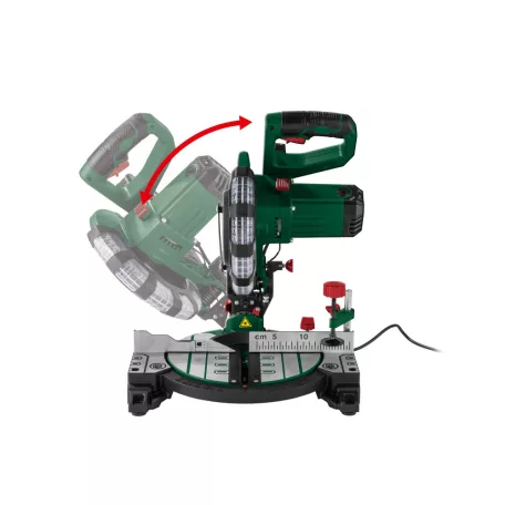 ParkSide PKS 1500 C4 1500W 210mm bütüző és gérvágó fűrész, fejező- és csapfűrész lézeres vezetővel és porelszívó adapterrel