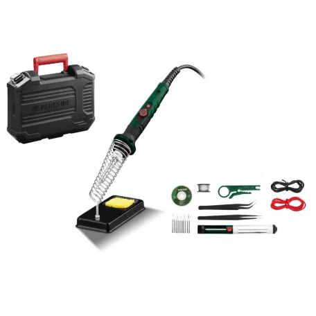 ParkSide PLK 60 A1 60W analóg forrasztó, 17 részes 480 °C forrasztópáka készlet kofferben (457925)