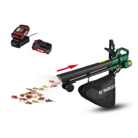 ParkSide PLSBA 40-Li A1 BASIC X20V akkus 40V akkumulátoros lombszívó, lombfúvó 2 x 20V 2Ah akkuval és szimpla töltővel